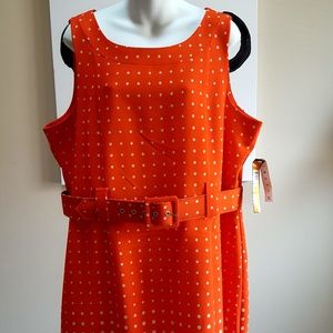 ILE New York Orange/Beige Belted Dress